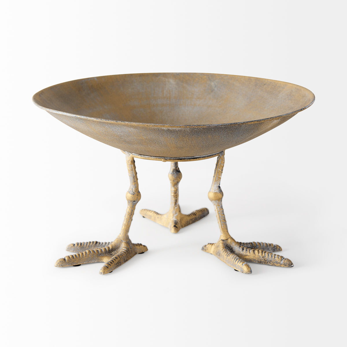 Chadwick II 13L x 13W Gold Metal Webbed Feet Bowl-Bowls-DECOROLALA