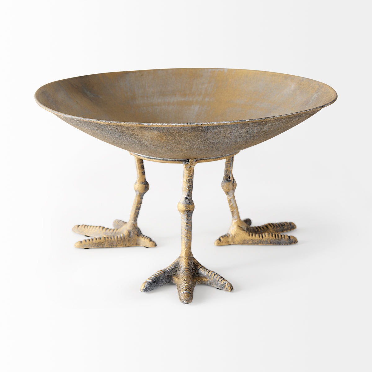 Chadwick II 13L x 13W Gold Metal Webbed Feet Bowl-Bowls-DECOROLALA