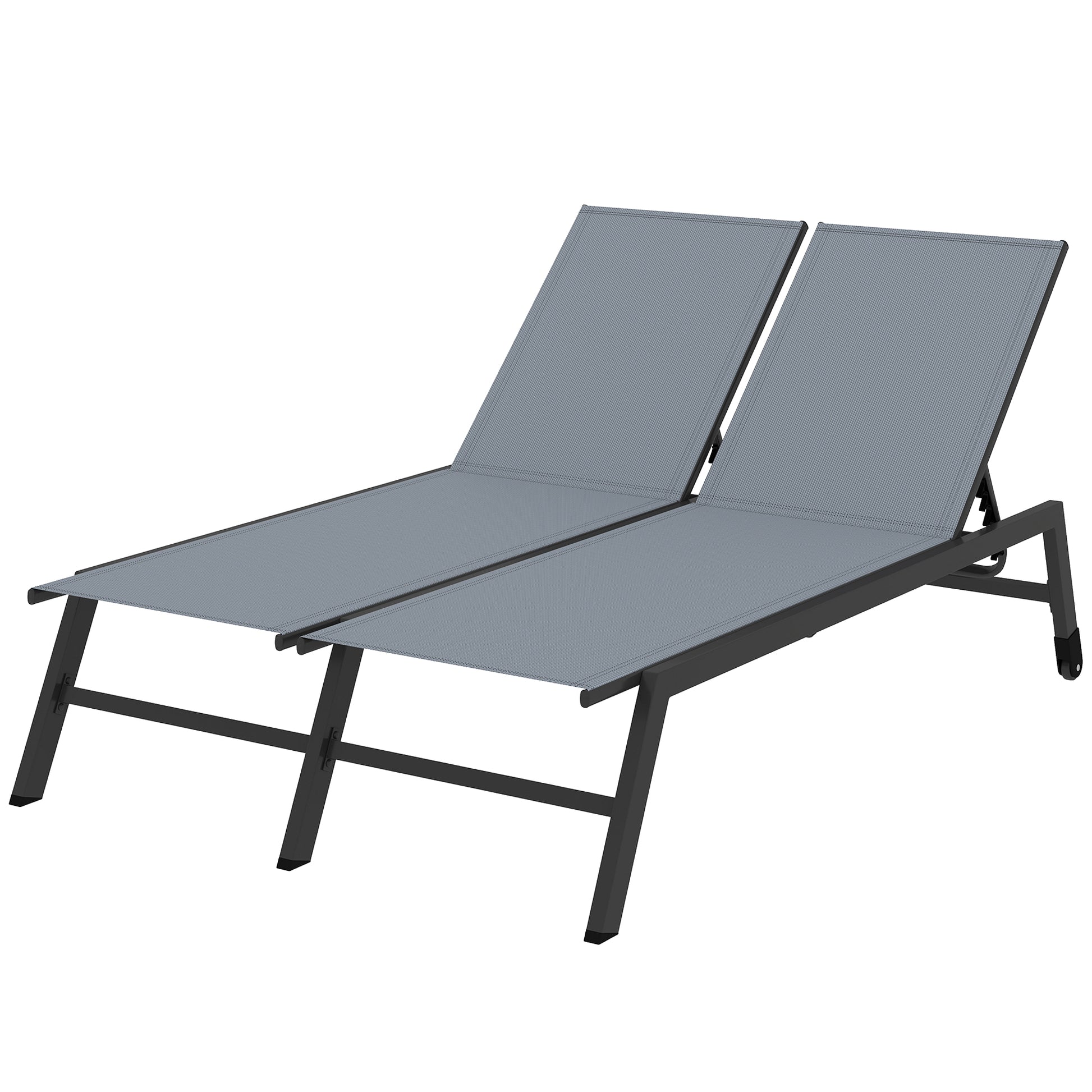 Chaise Lounge Chair 2-Person 5-Position Black-DECOROLALA