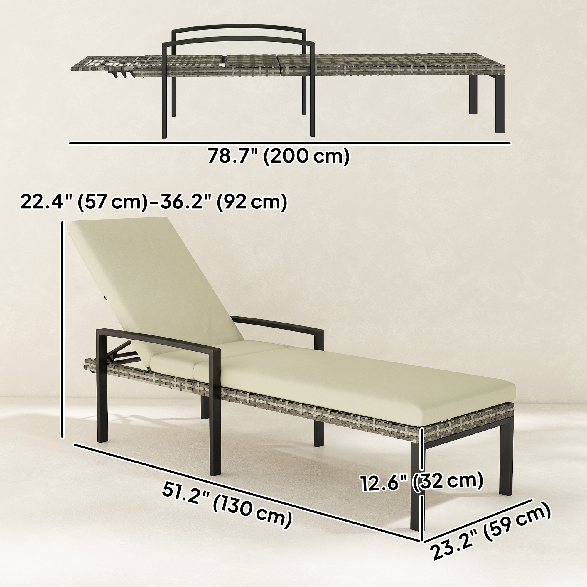 Chaise Lounge Chairs Set of 2 - Grey Wicker-DECOROLALA