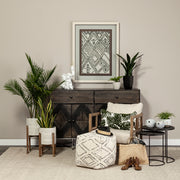 Chakra 19.7" Set of Two Round Dark Wood Top Black Frame Accent Tables-Accent Tables-DECOROLALA