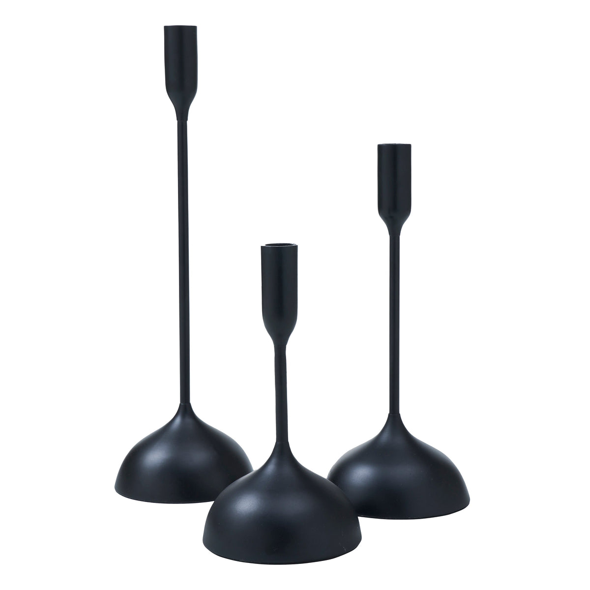 Chambers Indoor Aluminum Set Of 3 Tapered Candle Holder, Matte Black-Candle Holders-DECOROLALA