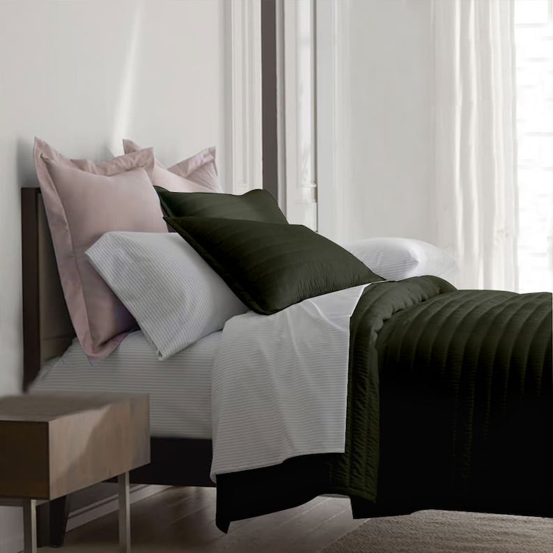 Channel Stitch Linen Cotton Quilt Set - Lightweight Bedding-Quilt-DECOROLALA