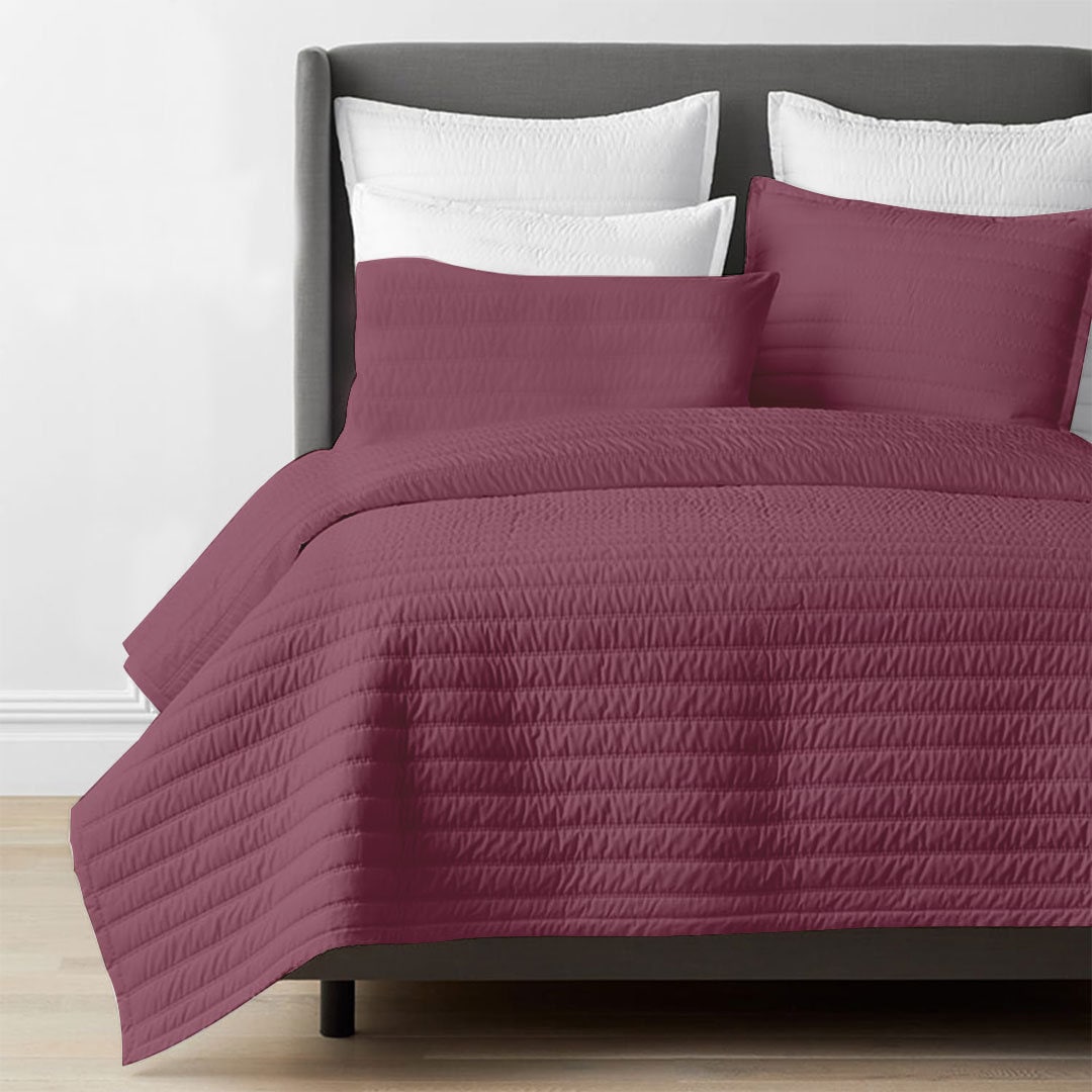 Channel Stitch Linen Cotton Quilt Set - Lightweight Bedding-Quilt-DECOROLALA