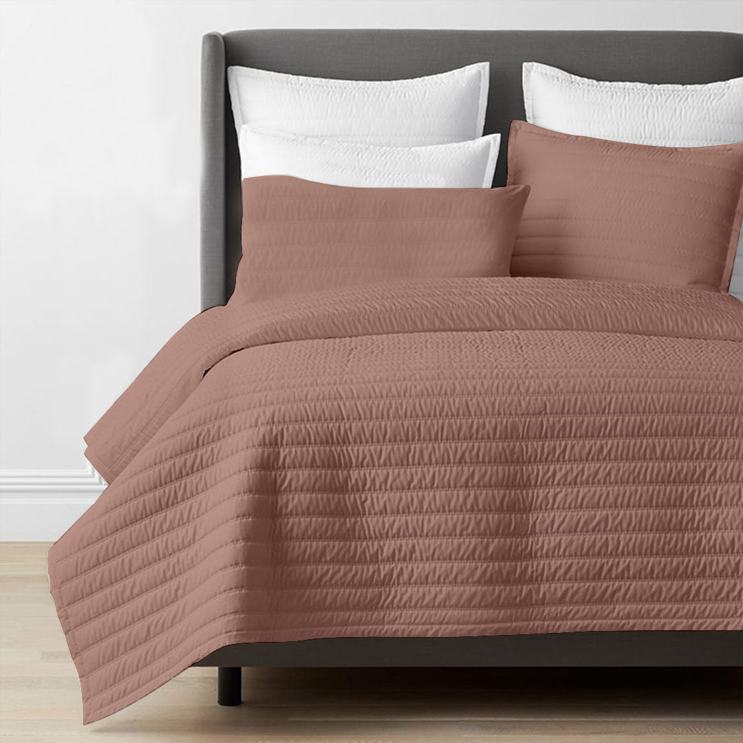 Channel Stitch Linen Cotton Quilt Set - Lightweight Bedding-Quilt-DECOROLALA