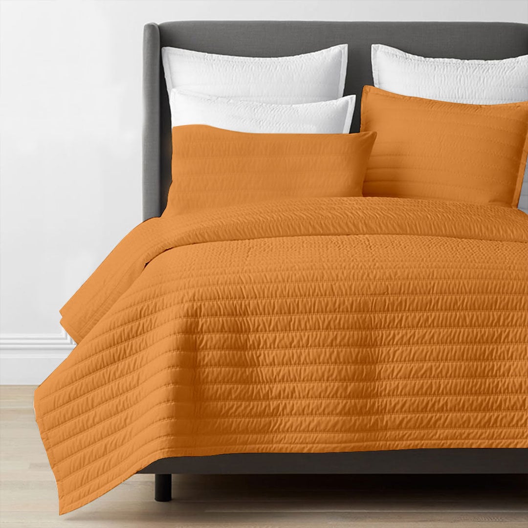 Channel Stitch Linen Cotton Quilt Set - Lightweight Bedding-Quilt-DECOROLALA