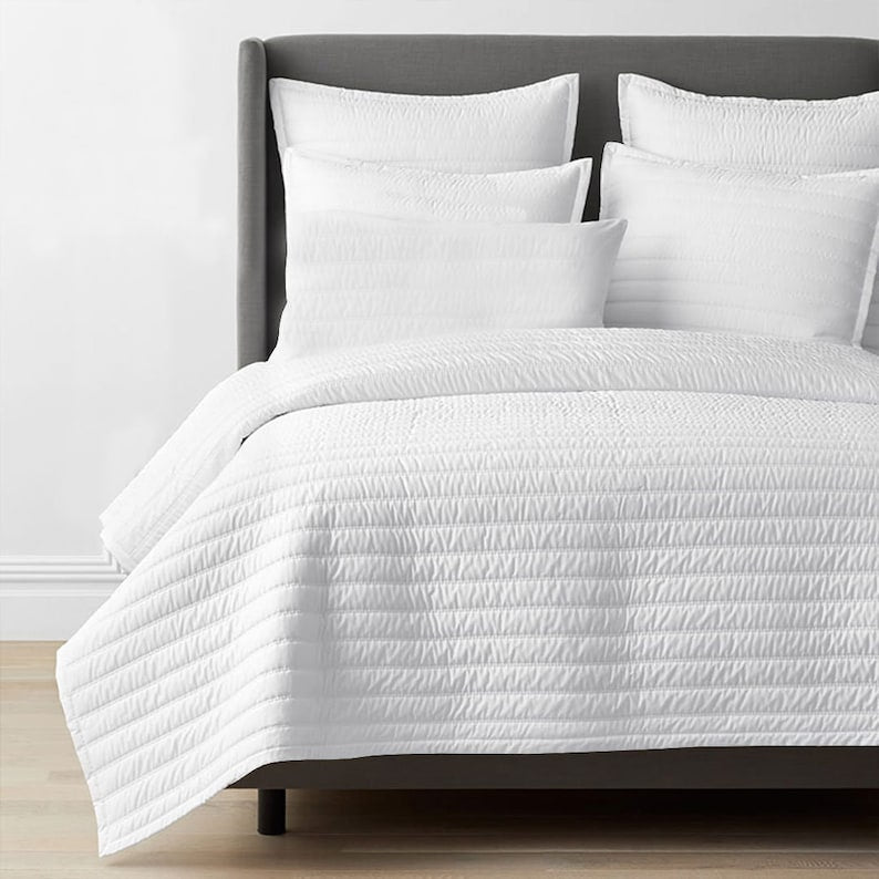 Channel Stitch Pure Cotton Sateen Quilt Set - Soft Cotton Fill-Bed Sheet-DECOROLALA