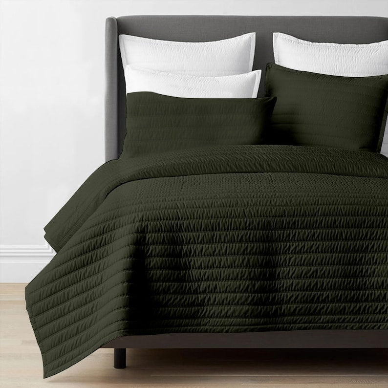 Channel stitch - Linen Cotton Quilt Sets-Quilt-DECOROLALA