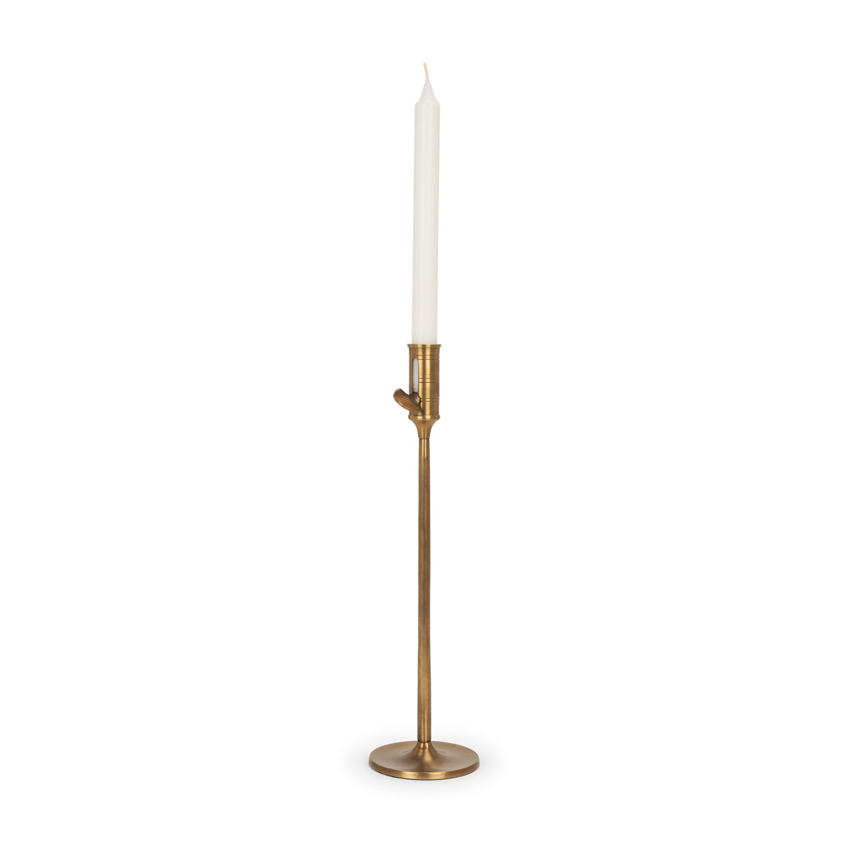 Chantria Large Solid Natural Brass Adjustable Taper Candle Holder-Table Candle Holders-DECOROLALA