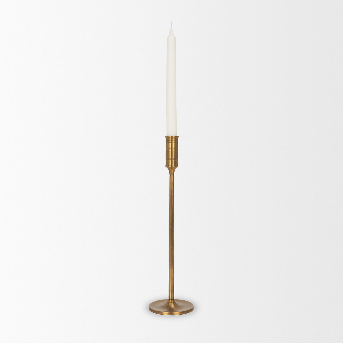 Chantria Large Solid Natural Brass Adjustable Taper Candle Holder-Table Candle Holders-DECOROLALA