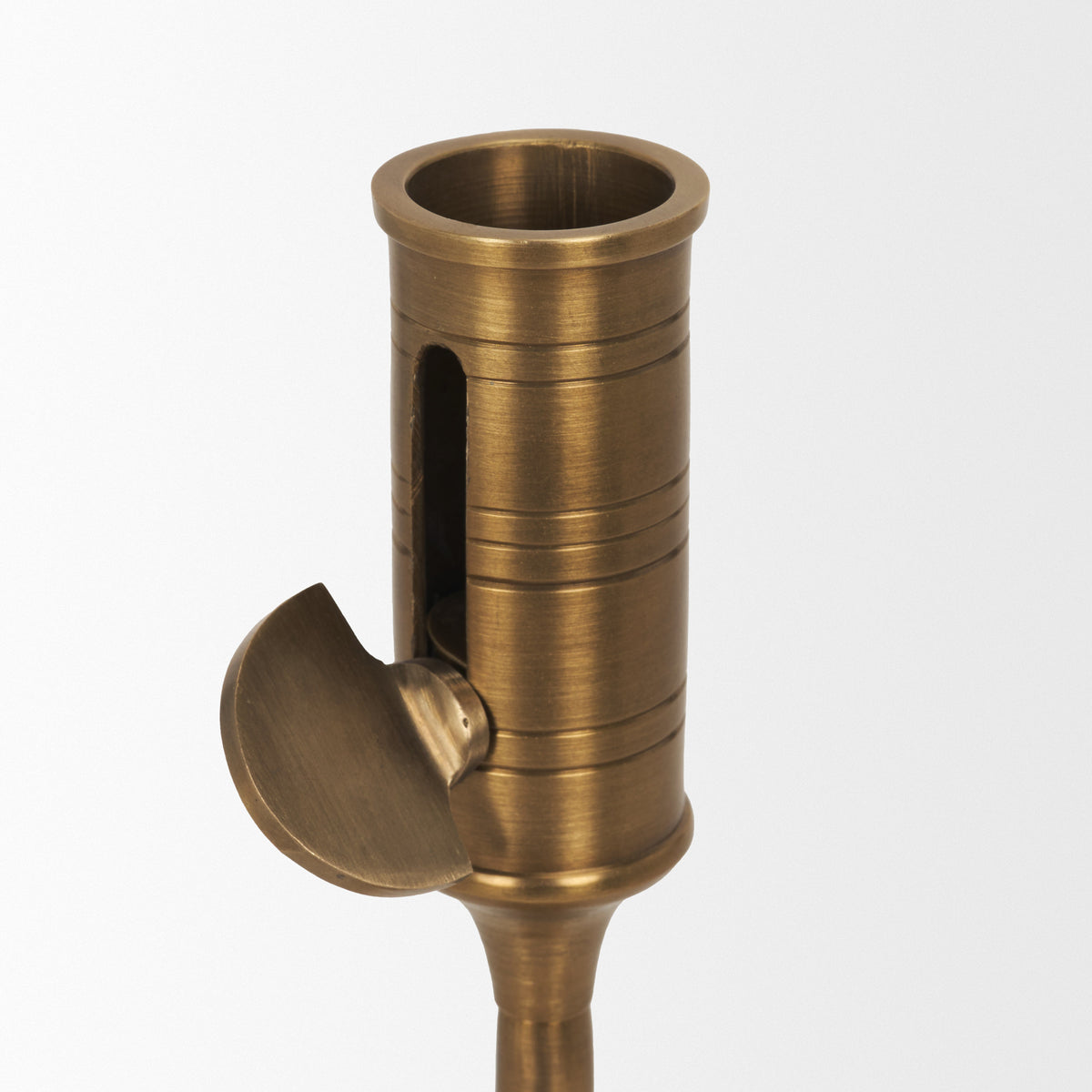 Chantria Large Solid Natural Brass Adjustable Taper Candle Holder-Table Candle Holders-DECOROLALA
