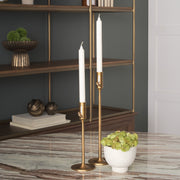 Chantria Large Solid Natural Brass Adjustable Taper Candle Holder-Table Candle Holders-DECOROLALA