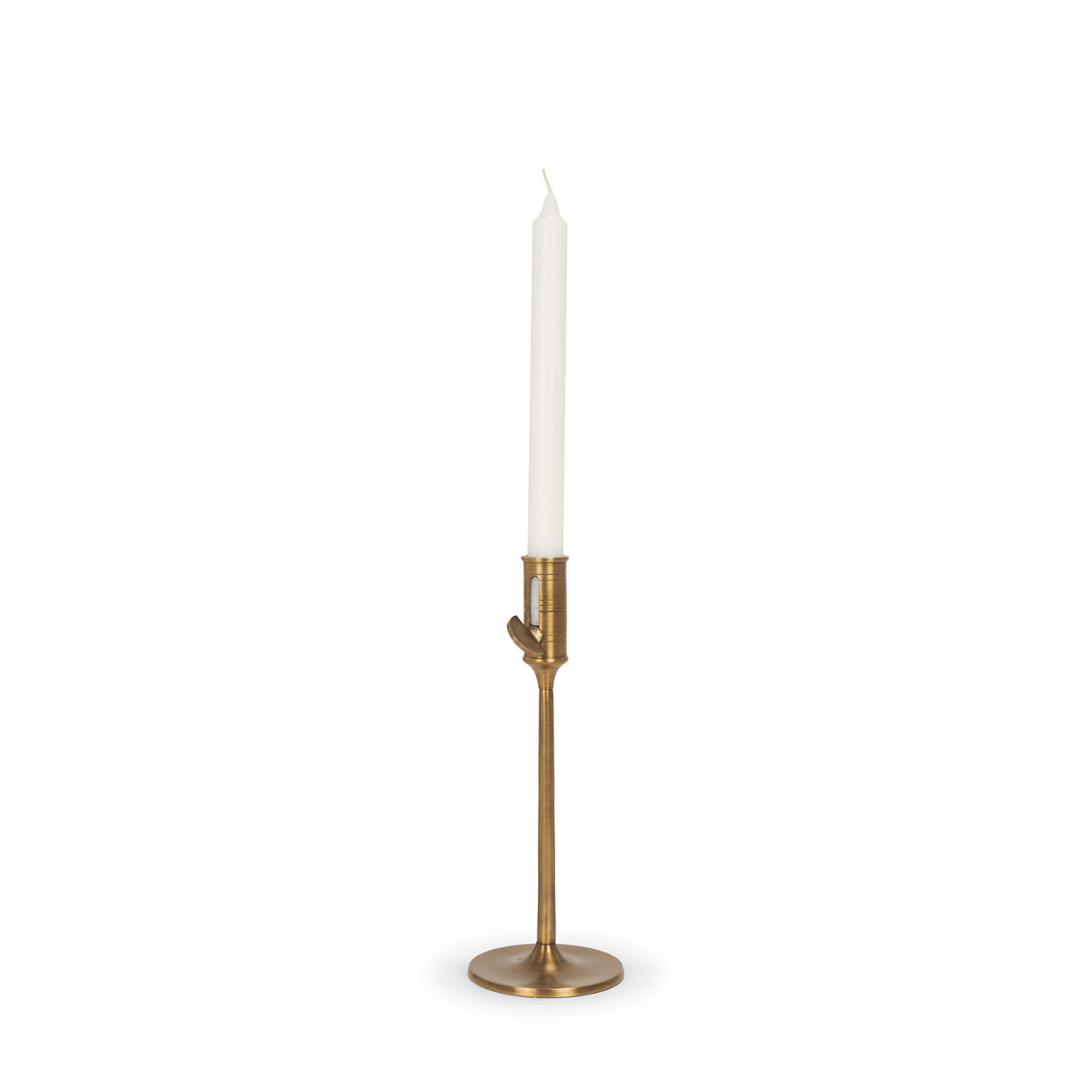 Chantria Small Solid Natural Brass Adjustable Taper Candle Holder-Table Candle Holders-DECOROLALA