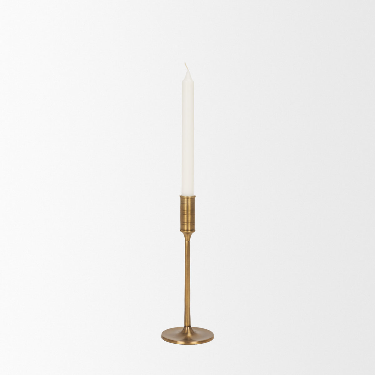 Chantria Small Solid Natural Brass Adjustable Taper Candle Holder-Table Candle Holders-DECOROLALA