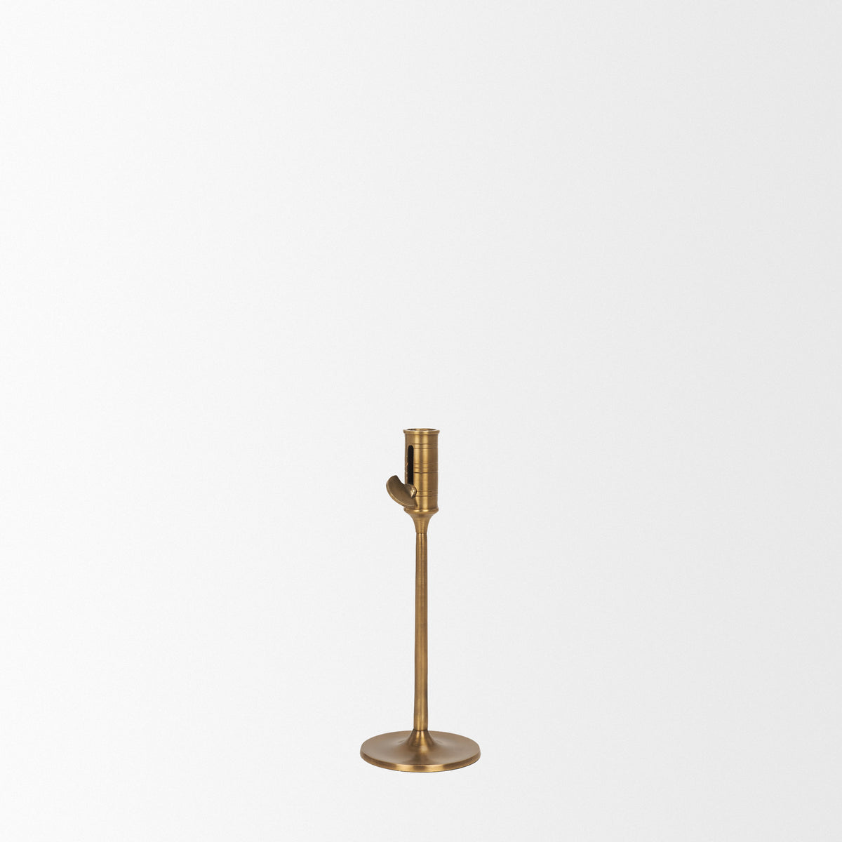 Chantria Small Solid Natural Brass Adjustable Taper Candle Holder-Table Candle Holders-DECOROLALA