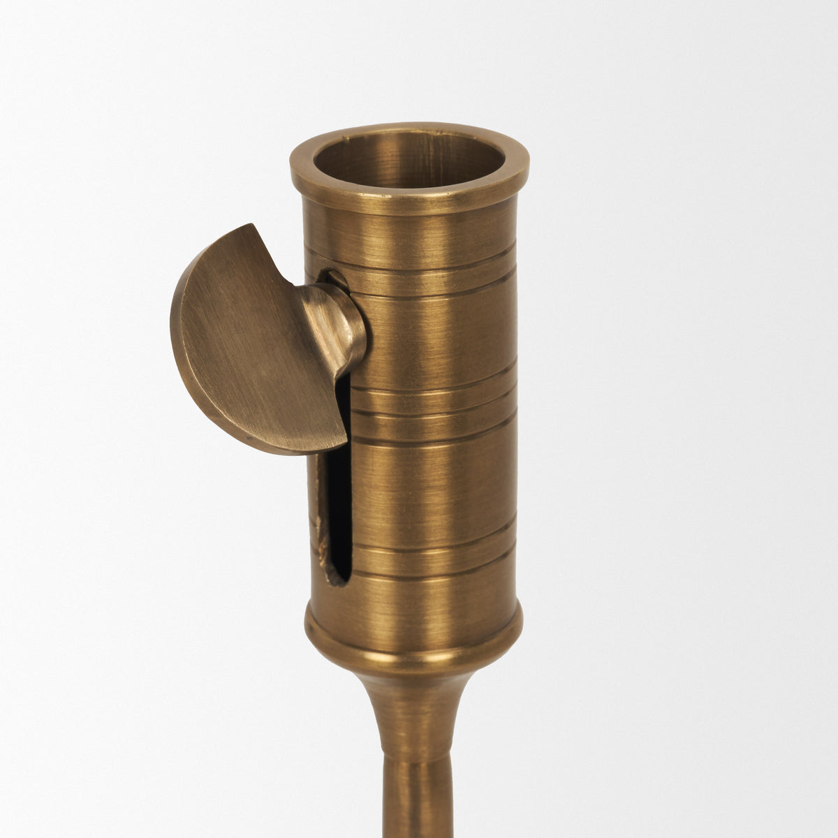 Chantria Small Solid Natural Brass Adjustable Taper Candle Holder-Table Candle Holders-DECOROLALA