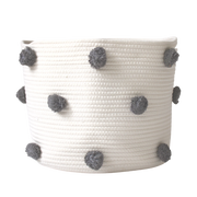 Charcoal Grey Pom Basket - Large-Basket-DECOROLALA