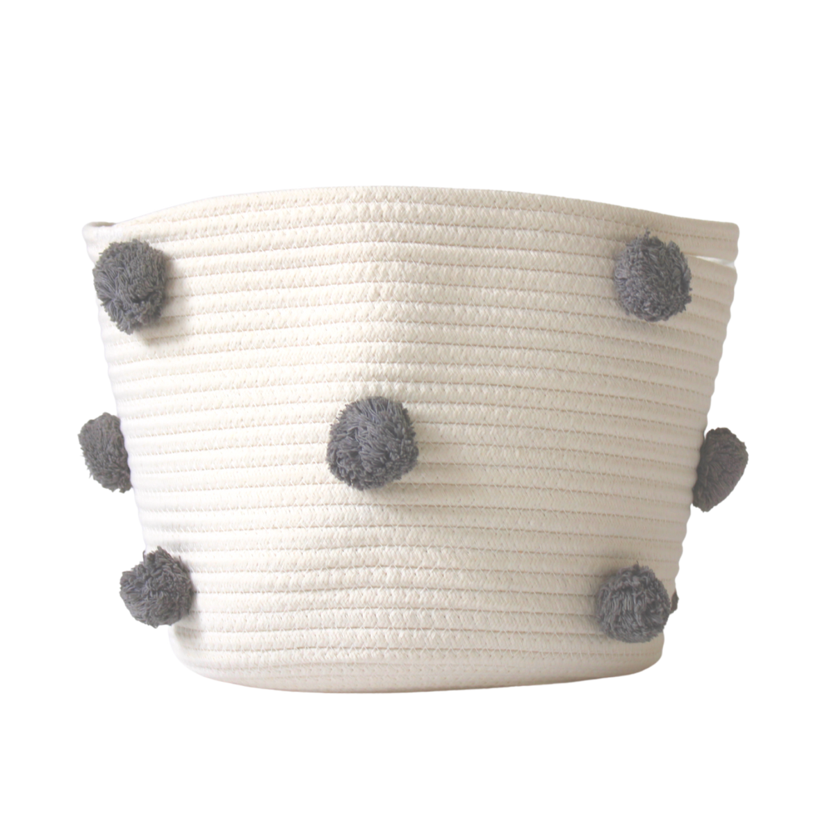 Charcoal Grey Pom Basket - Medium-Baskets-DECOROLALA