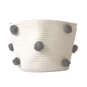 Charcoal Grey Pom Basket - Medium-Baskets-DECOROLALA