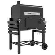 Charcoal Smoker - Black Steel with Folding Shelves-DECOROLALA