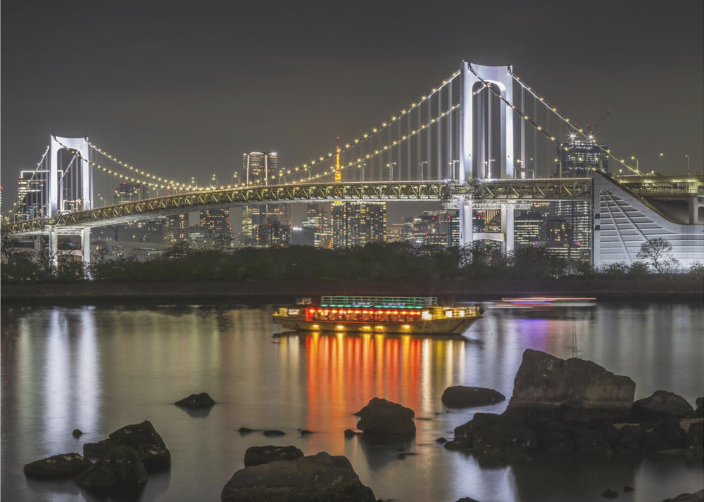 Charming Rainbow Bridge with Tokyo Skyline in the evening - Panorama-canvas-DECOROLALA