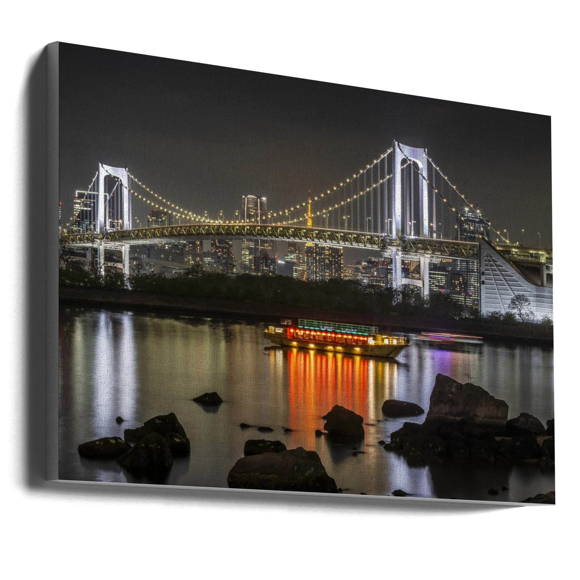 Charming Rainbow Bridge with Tokyo Skyline in the evening - Panorama-canvas-DECOROLALA
