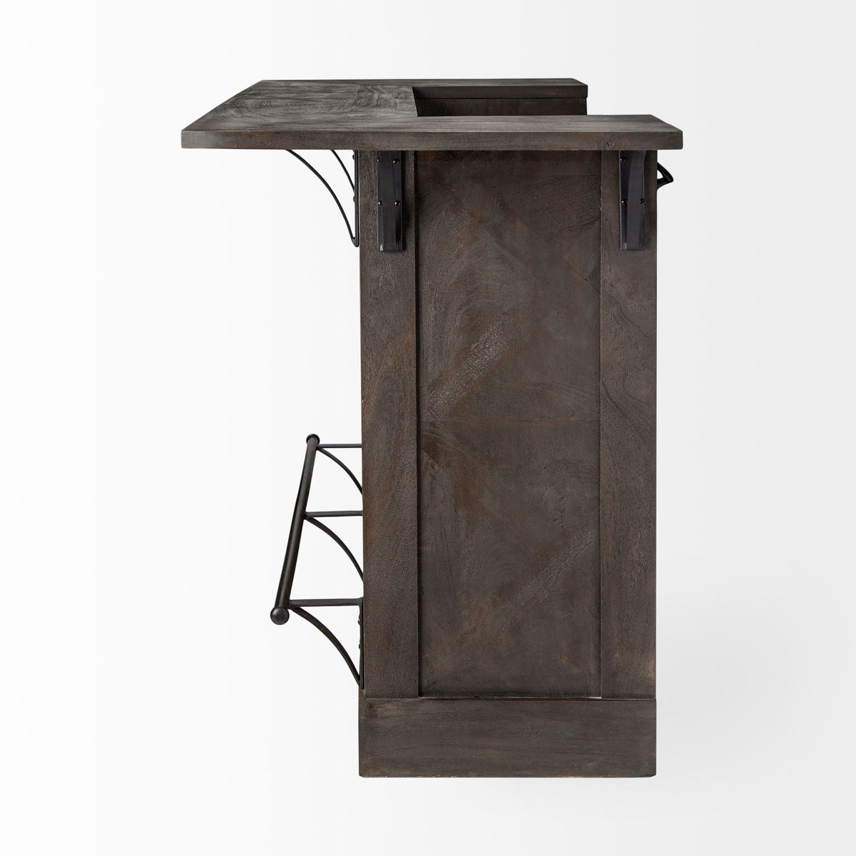 Cheers Dark Brown Solid Wood Wine Bottle Storage Kitchen Island-Kitchen Islands-DECOROLALA