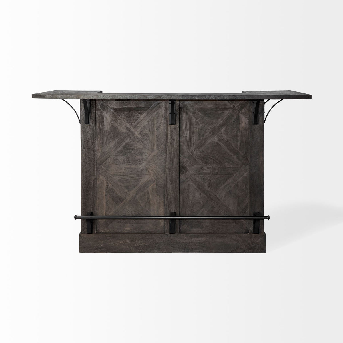 Cheers Dark Brown Solid Wood Wine Bottle Storage Kitchen Island-Kitchen Islands-DECOROLALA