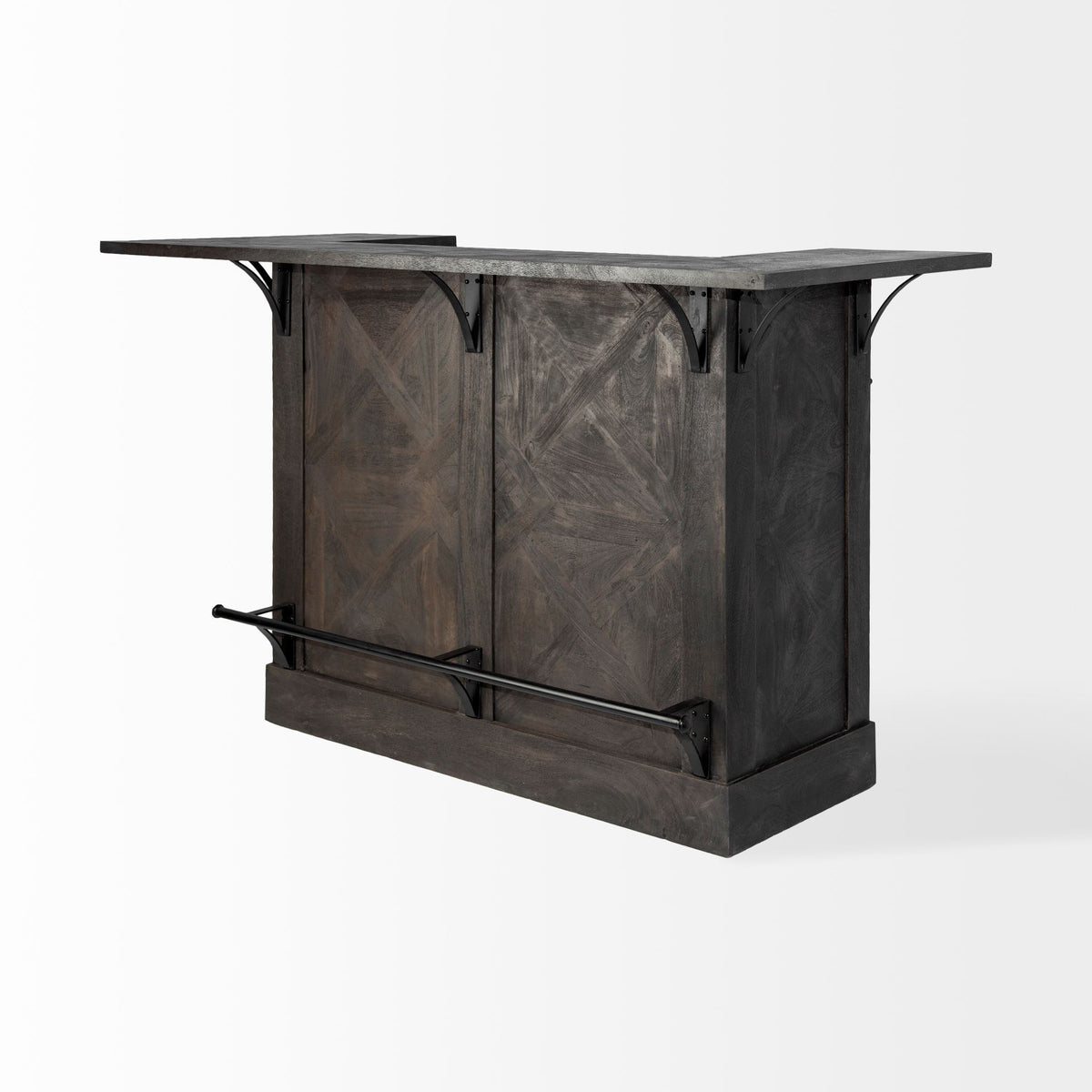 Cheers Dark Brown Solid Wood Wine Bottle Storage Kitchen Island-Kitchen Islands-DECOROLALA