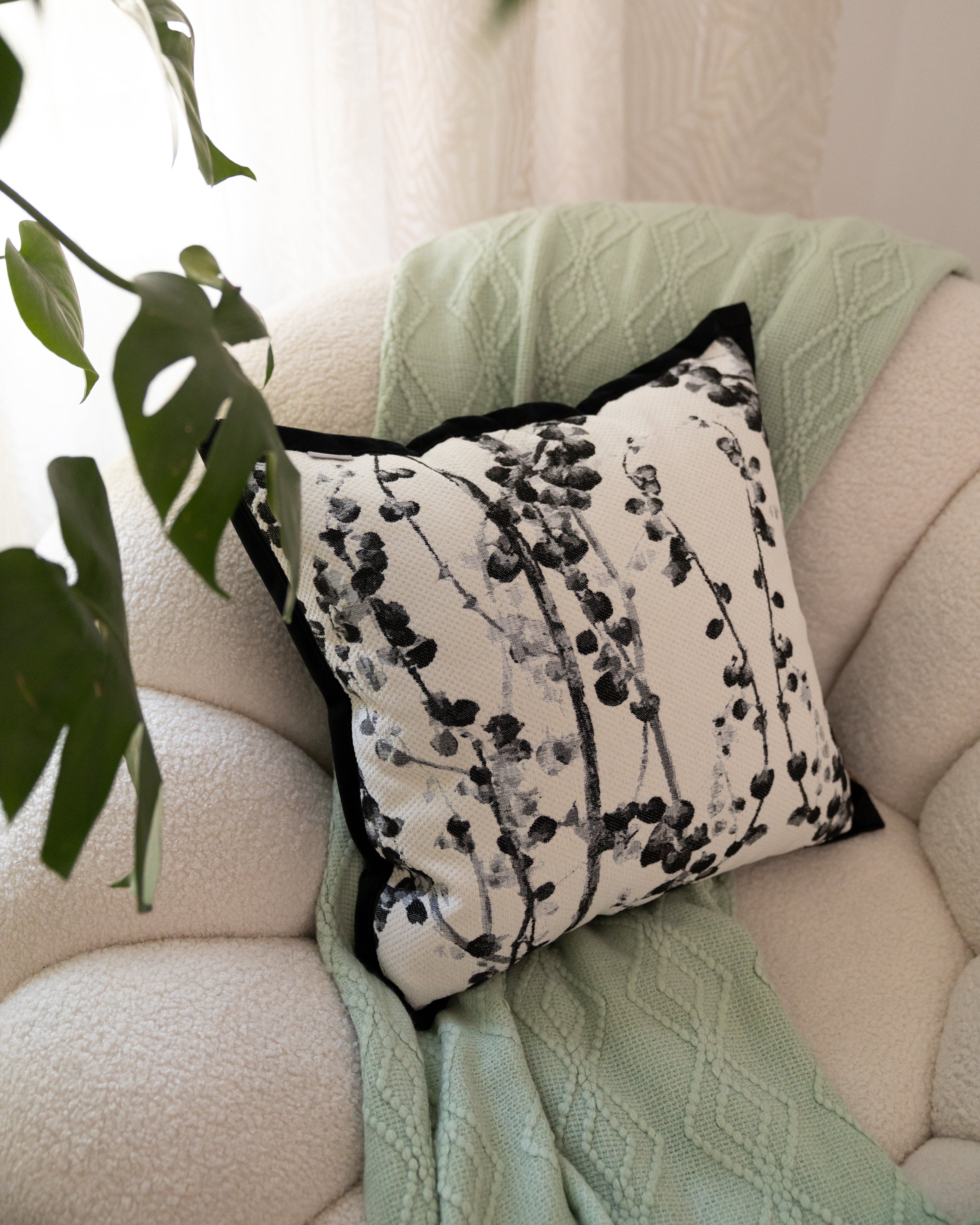 Chenille Branch Design Jacquard Pillow-Decorative Cushions-DECOROLALA