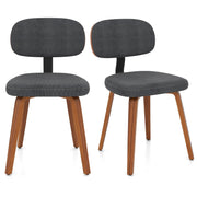 Chenille Fabric Upholstered Wooden Kitchen Chairs Set of 2-Dark Gray-Dining Chairs-DECOROLALA