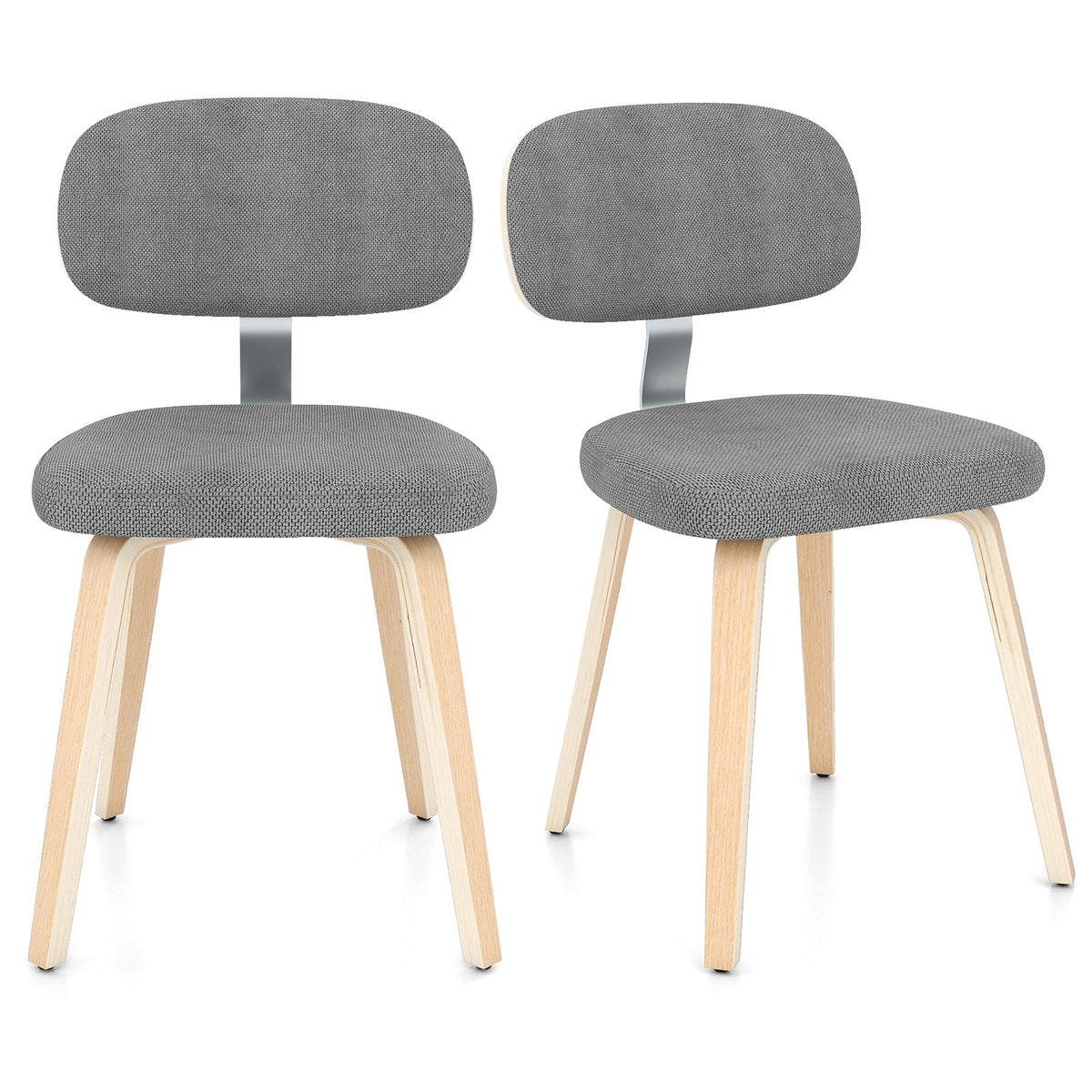 Chenille Fabric Upholstered Wooden Kitchen Chairs Set of 2-Gray-Dining Chairs-DECOROLALA