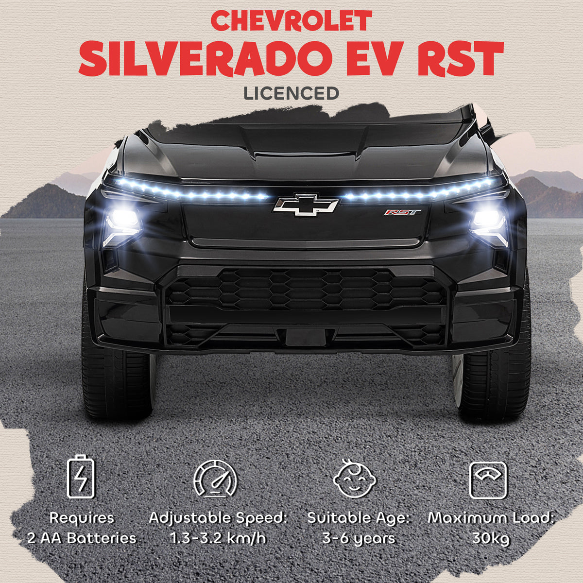 12V CHEVROLET SILVERADO EV RST Licensed Kids Car w/ Remote, Spring Suspension, Soft Start, Training Wheels-Toys & Games > Baby & Toddler Toys > Electric Ride-On Toys > Electric Toy Cars-DECOROLALA