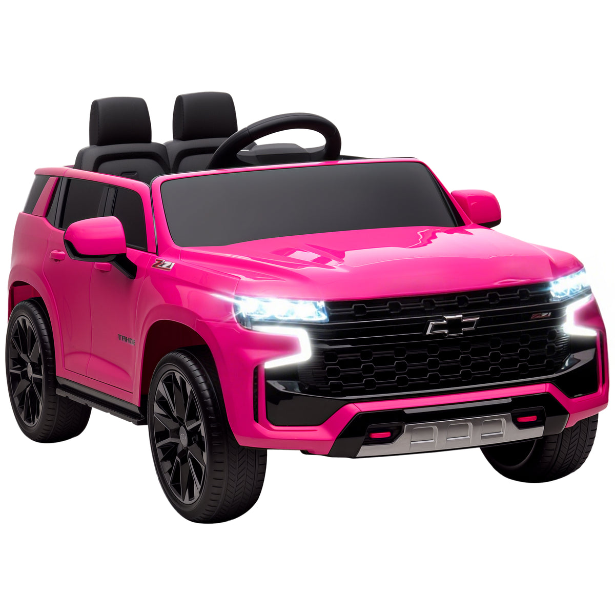 Licensed Chevrolet Tahoe Kids Ride on Car, 12V 7AH Toddler Electric Car with Parent Remote Control, 3 Speeds, Spring Suspension, LED Light, Horn, Music, Pink-Toys & Games > Baby & Toddler Toys > Electric Ride-On Toys > Electric Toy Cars-DECOROLALA