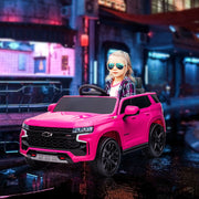 Licensed Chevrolet Tahoe Kids Ride on Car, 12V 7AH Toddler Electric Car with Parent Remote Control, 3 Speeds, Spring Suspension, LED Light, Horn, Music, Pink-Toys & Games > Baby & Toddler Toys > Electric Ride-On Toys > Electric Toy Cars-DECOROLALA