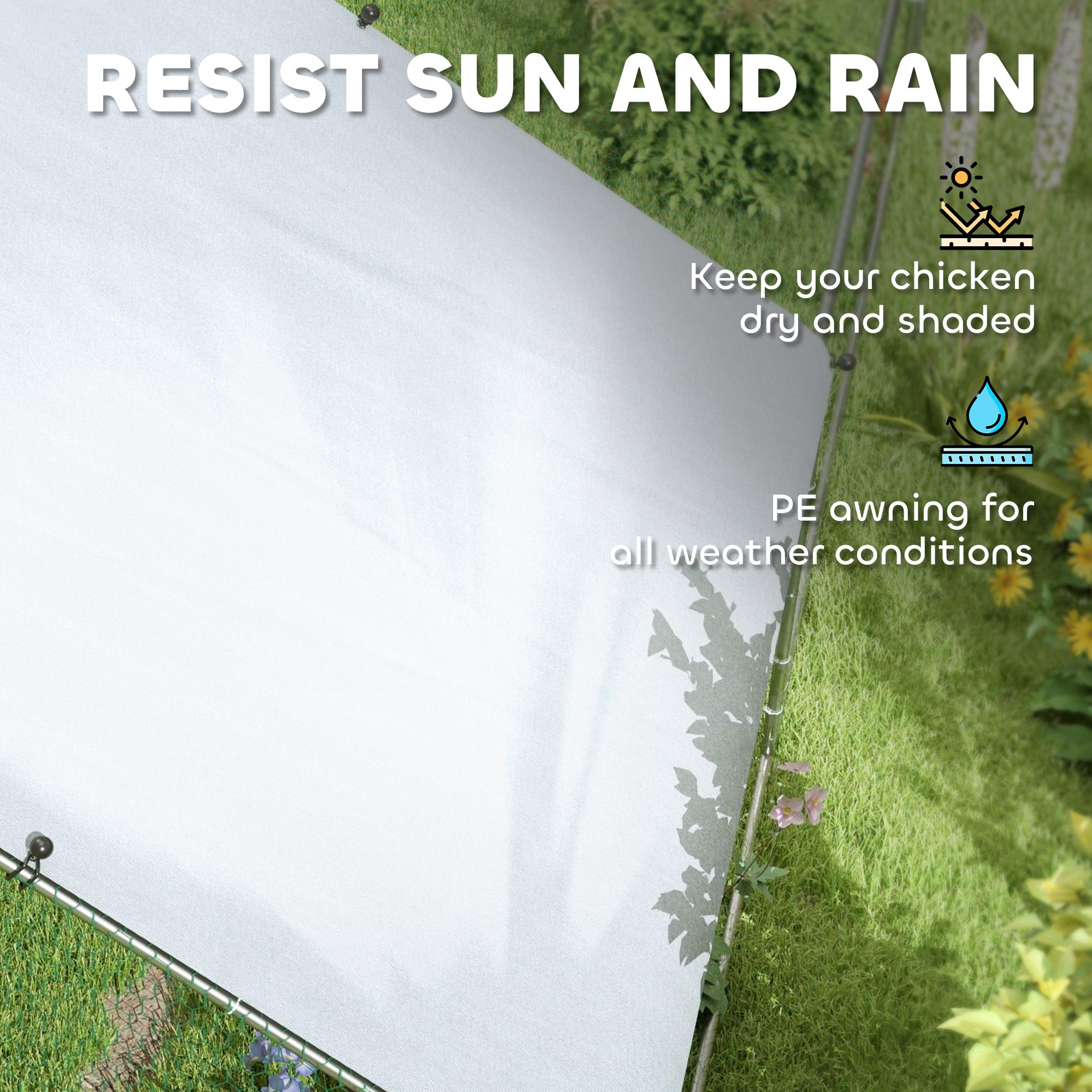 Metal Chicken Coop with Water- and UV-Protection Cover for Backyard Hen, Duck, Rabbit, 39.4' x 9.8' x 6.4'