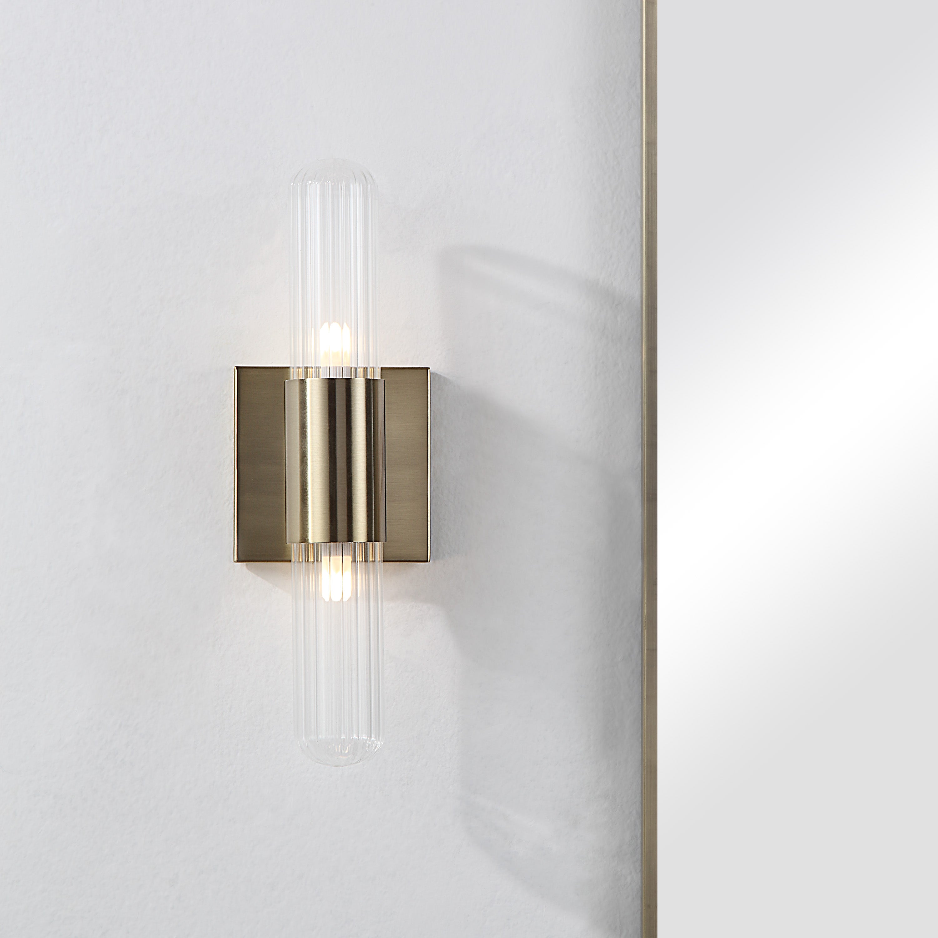 Chiara 15.75" Ribbed Clear 2-Light Wall Sconce-Wall Sconce-DECOROLALA