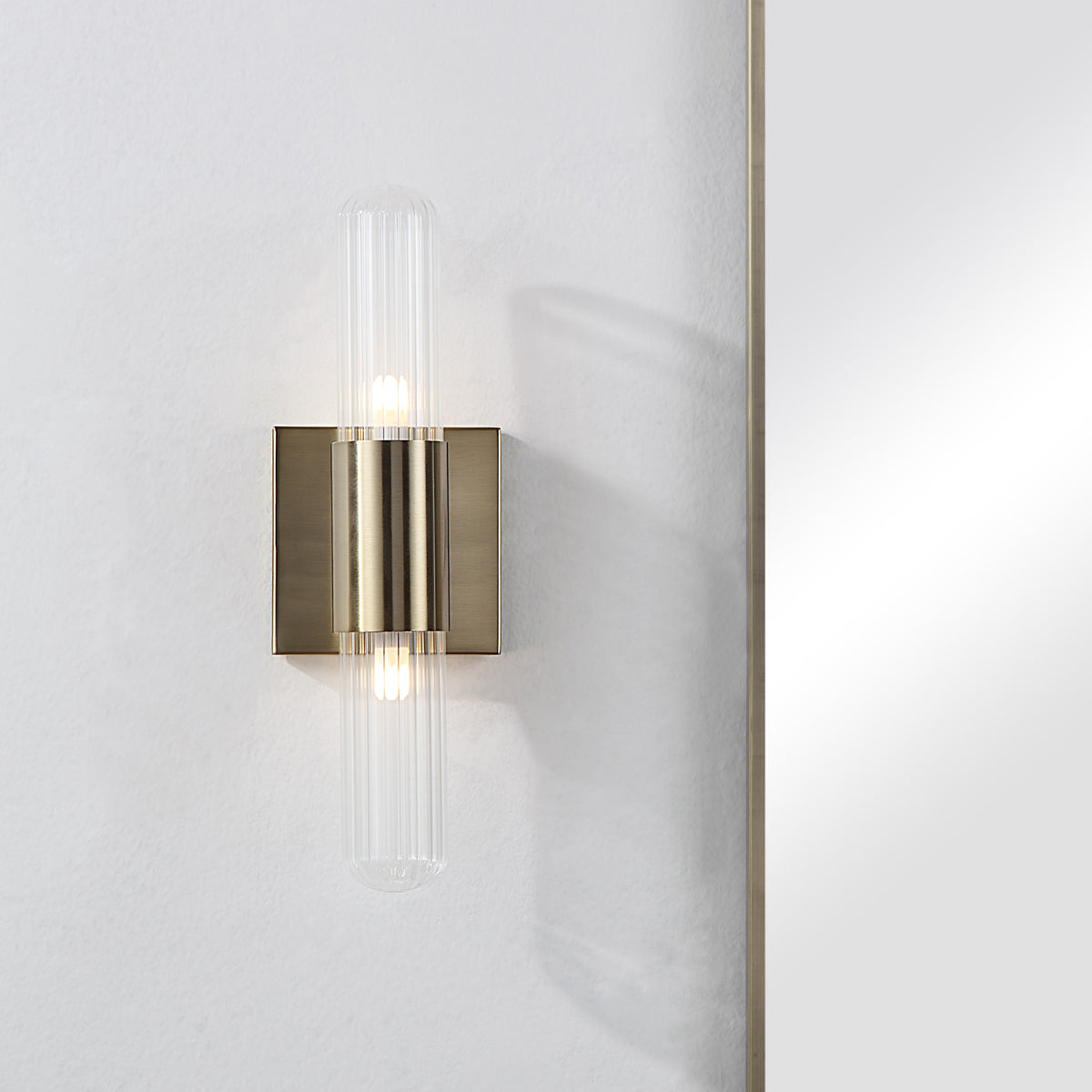 Chiara 15.75" Ribbed Clear 2-Light Wall Sconce-Wall Sconces-DECOROLALA