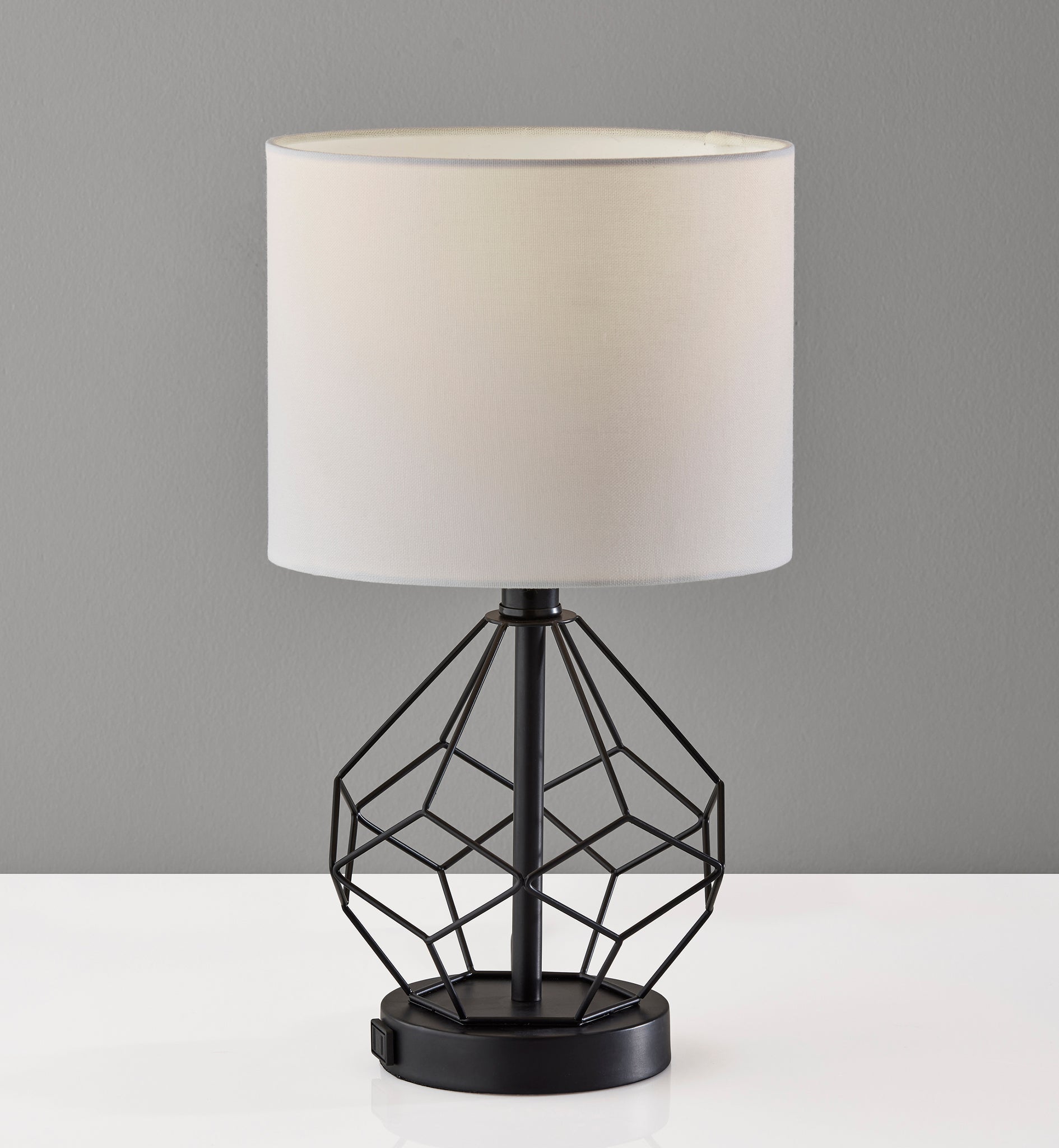Chiara 2 Piece Table Lamp Set - Black 16" AC Outlet-Lighting-DECOROLALA