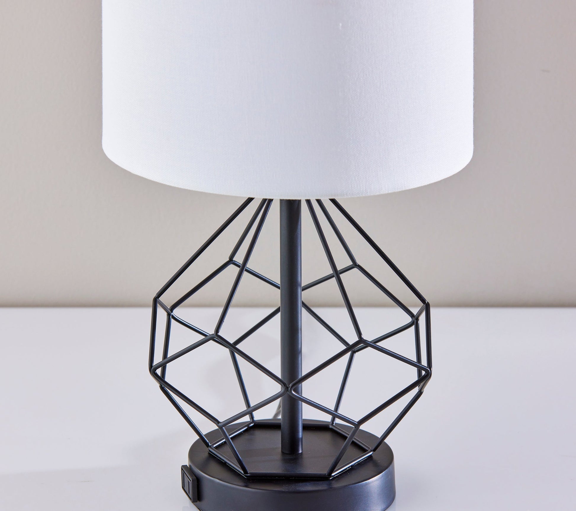 Chiara 2 Piece Table Lamp Set - Black 16" AC Outlet-Lighting-DECOROLALA