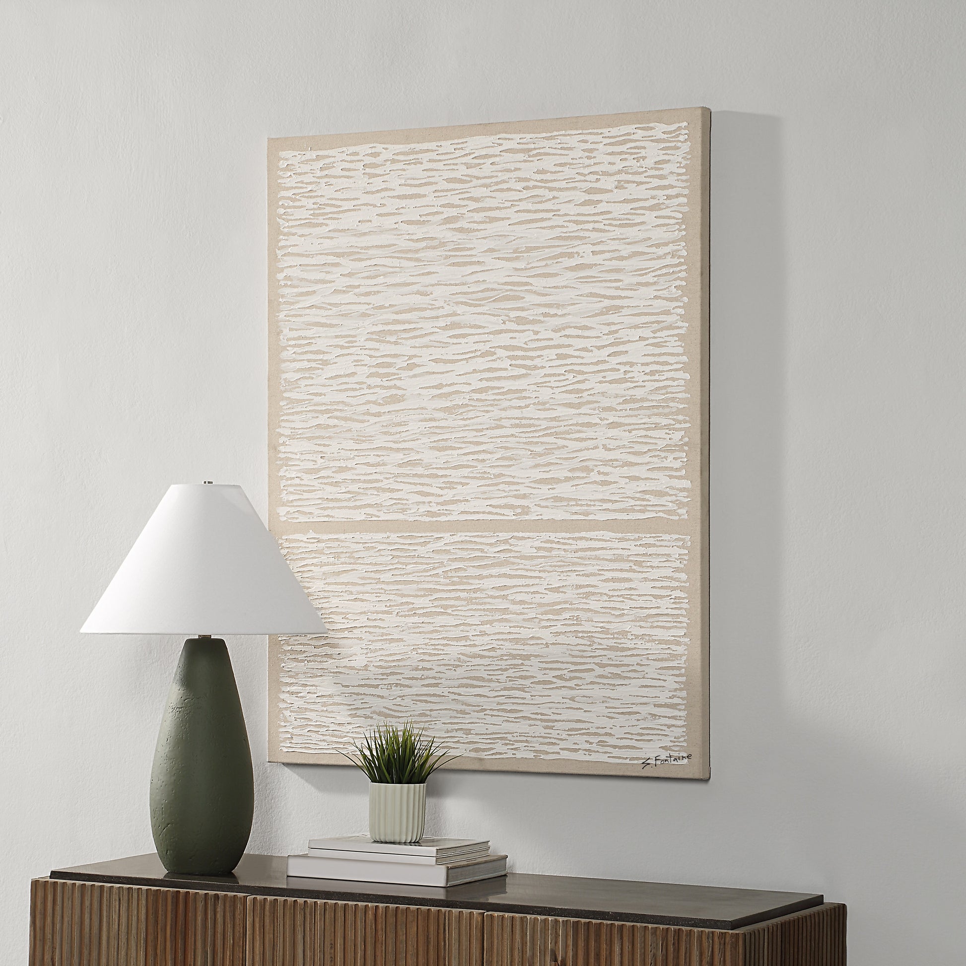 Chiari 36" Wide Canvas Art, White-Canvas Art-DECOROLALA