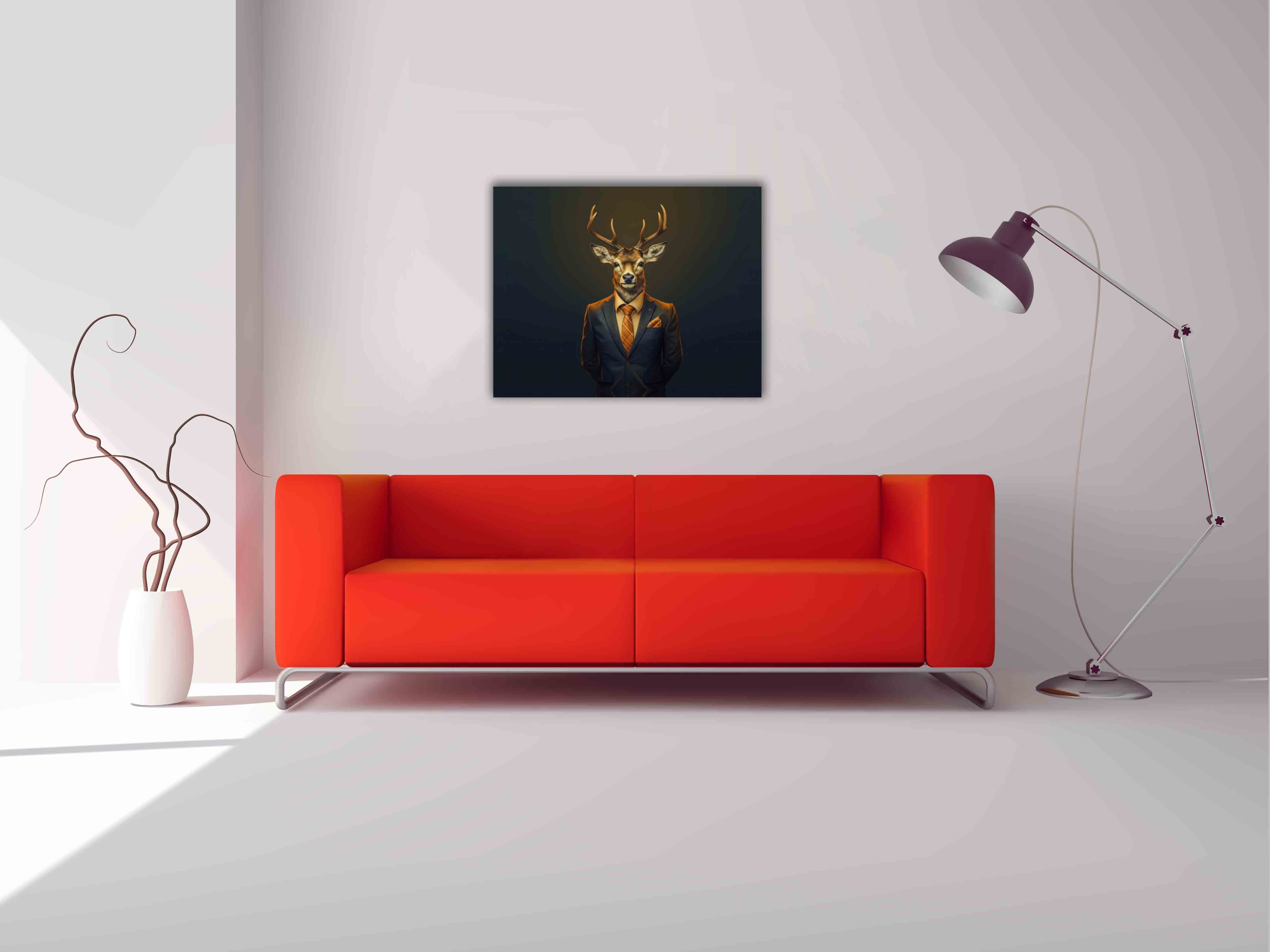 Chief Deer Modern Art Canvas 48x36 Gold-Wall Art-DECOROLALA