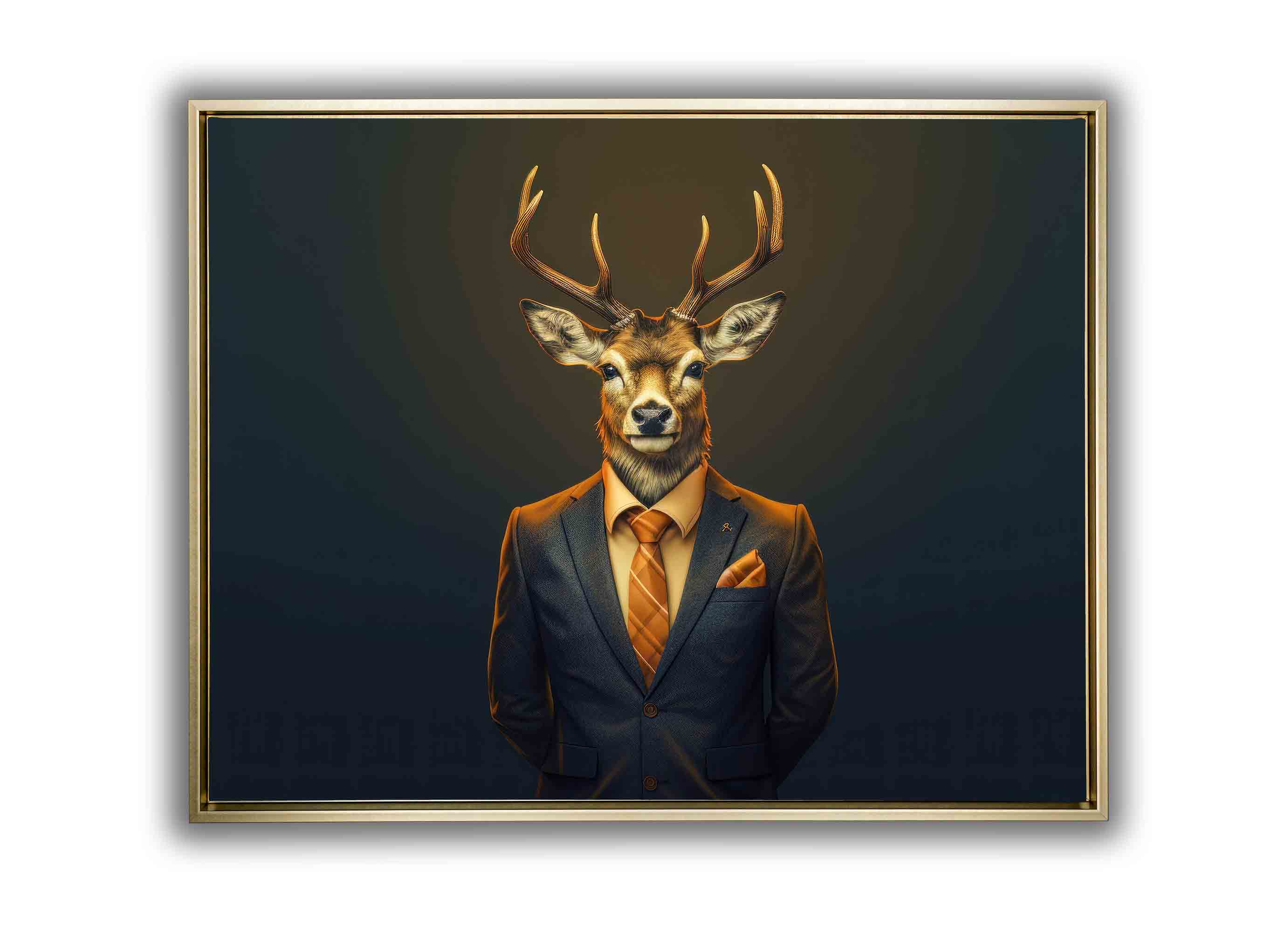 Chief Deer Modern Art Canvas 48x36 Gold-Wall Art-DECOROLALA