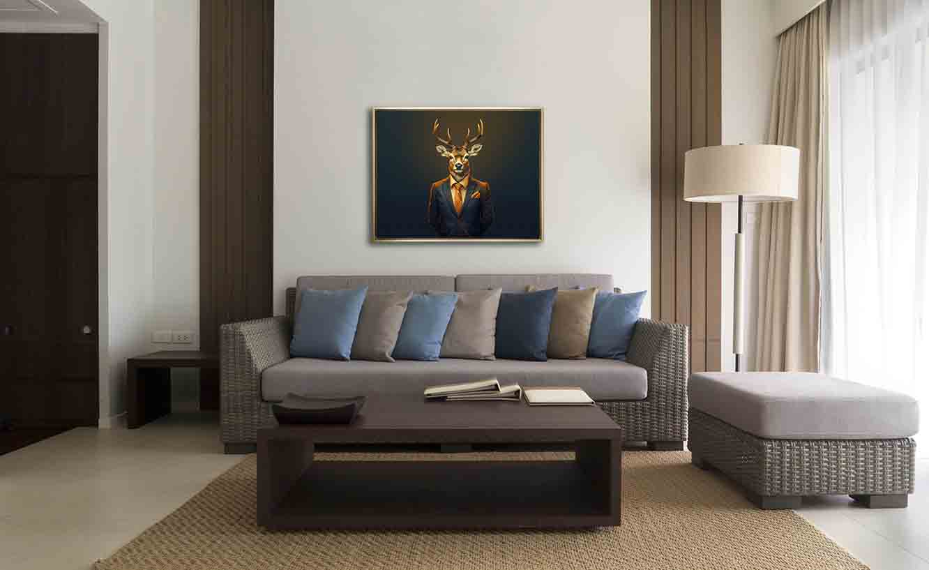 Chief Deer Modern Art Canvas 48x36 Gold-Wall Art-DECOROLALA