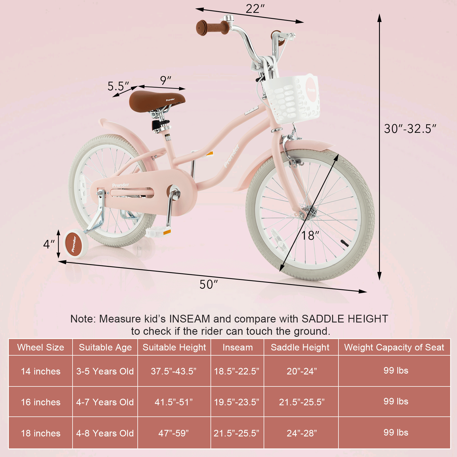 Vélo pour enfants avec frein à main avant et 2 roues stabilisatrices