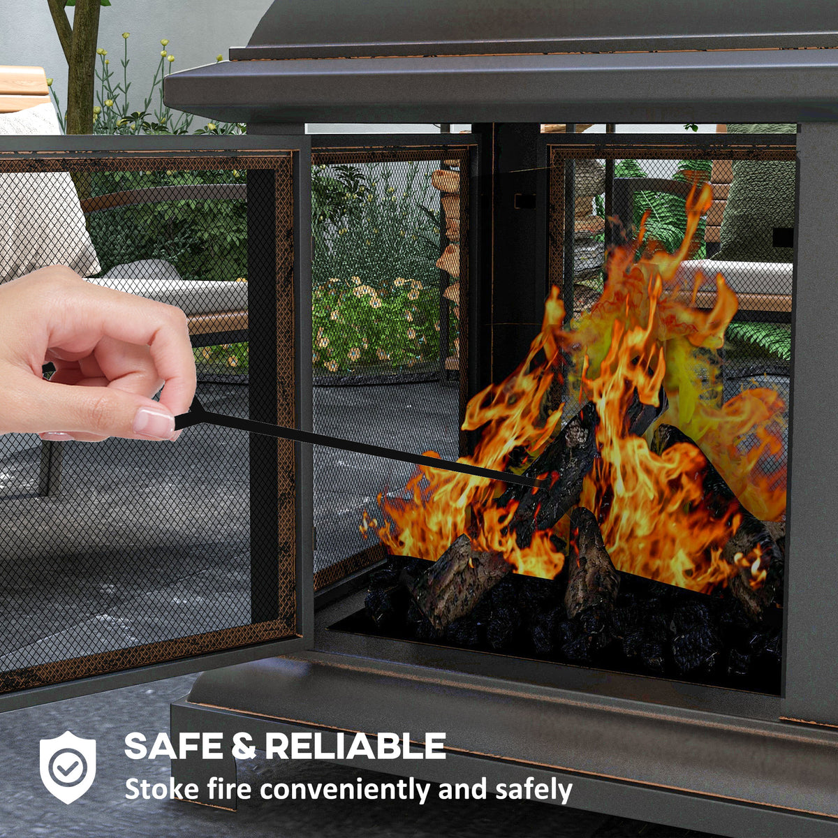 Chimney-Style Wood-Burning Fire Pit with Poker - Black 26"-Patio & Garden > Fire Pits-DECOROLALA