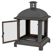 Chimney-Style Wood-Burning Fire Pit with Poker - Black 26"-Patio & Garden > Fire Pits-DECOROLALA