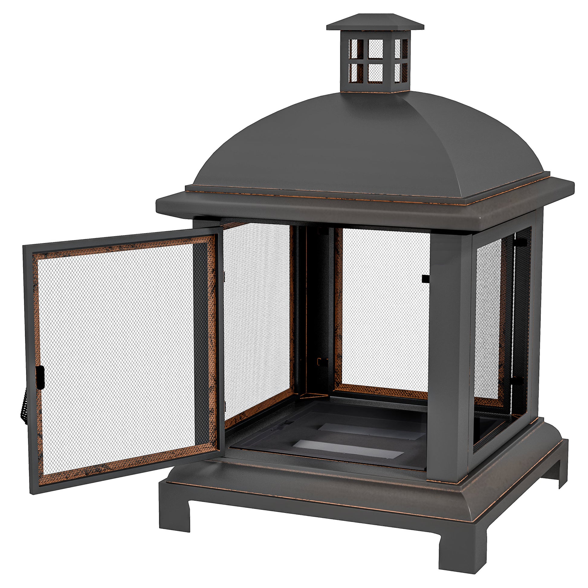 Chimney-Style Wood-Burning Fire Pit with Poker - Black 26"-Patio & Garden > Fire Pits-DECOROLALA