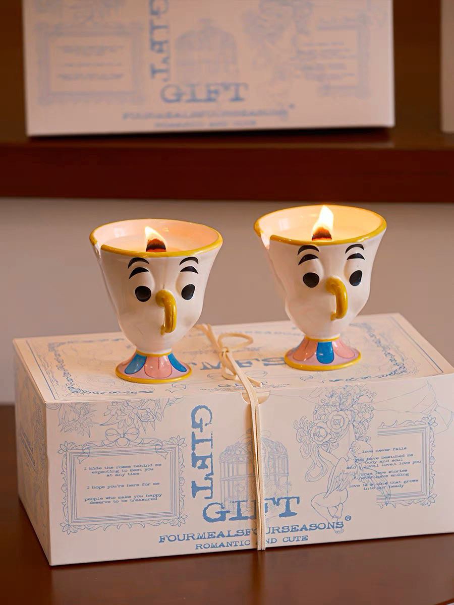 Chip Potts Scented Soy Wax Candles Set of 2 Pcs - Cute Ceramic Cartoon Mug Candle-Candles-DECOROLALA