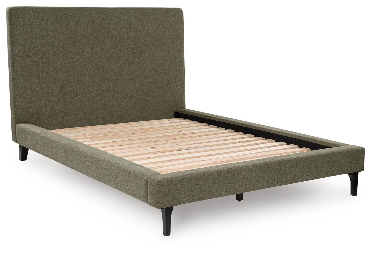 Chirason Upholstered Bed - Sage Green Roll Slats-Upholstered Beds-DECOROLALA